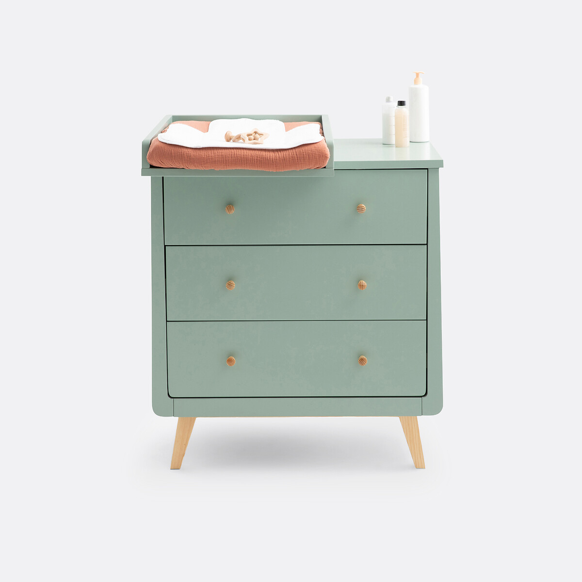 Cómoda, muda-fraldas, 3 gavetas, WILLOX verde-acinzentado, LA REDOUTE INTERIEURS