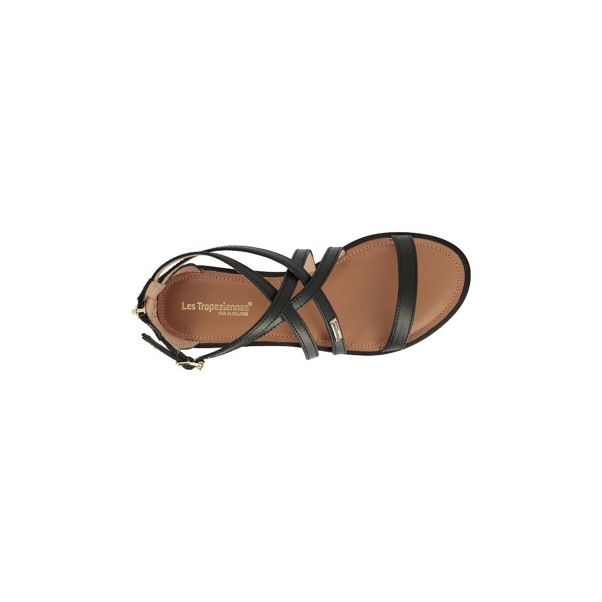 Sandales plates en cuir Harco noir, LES TROPEZIENNES PAR M.BELARBI