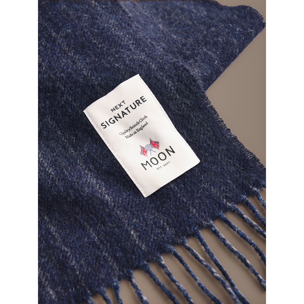 Écharpe en laine mérinos x moons bleu marine rayé, NEXT