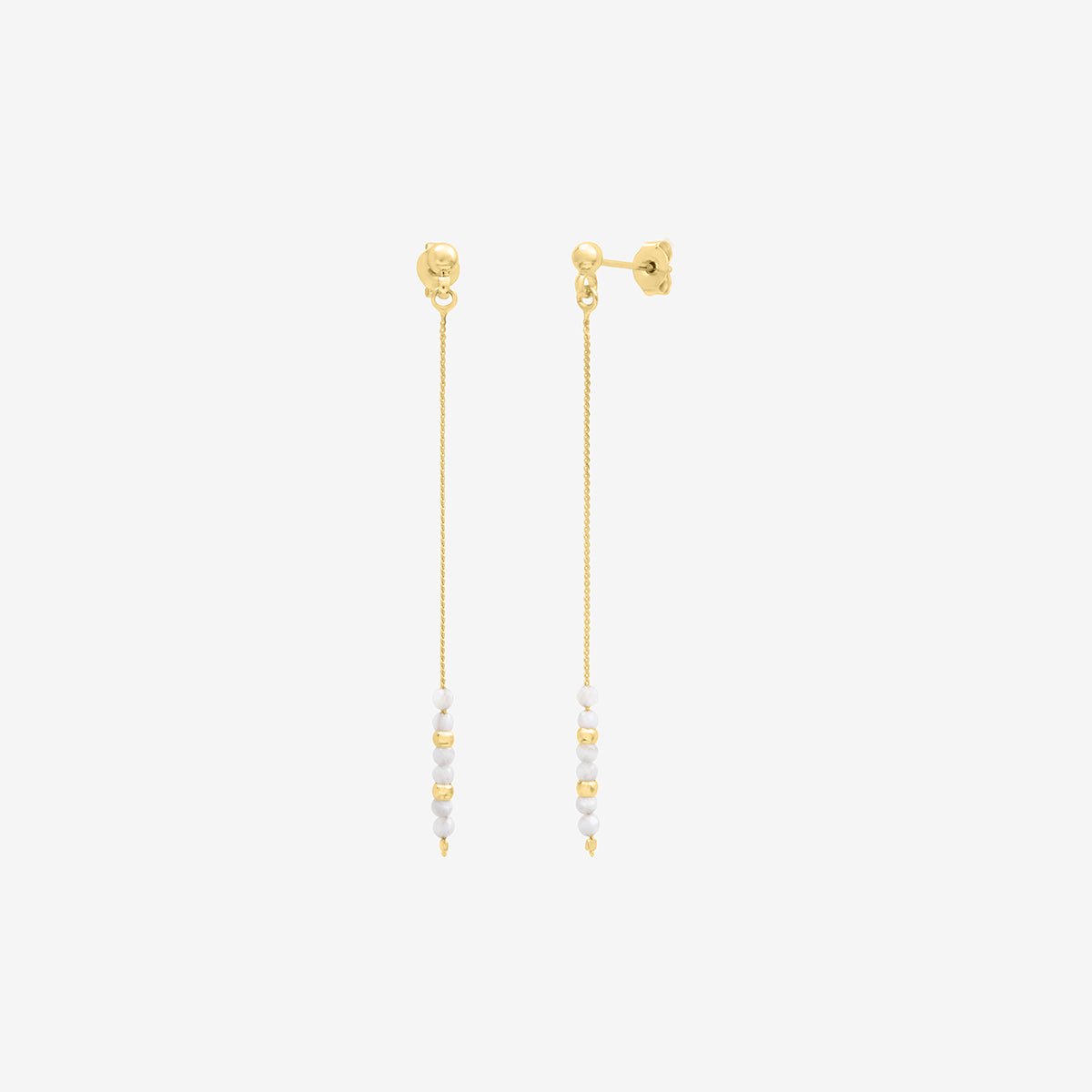 Boucles d'oreilles dorées longues - shani blanc, CAROLINE NAJMAN