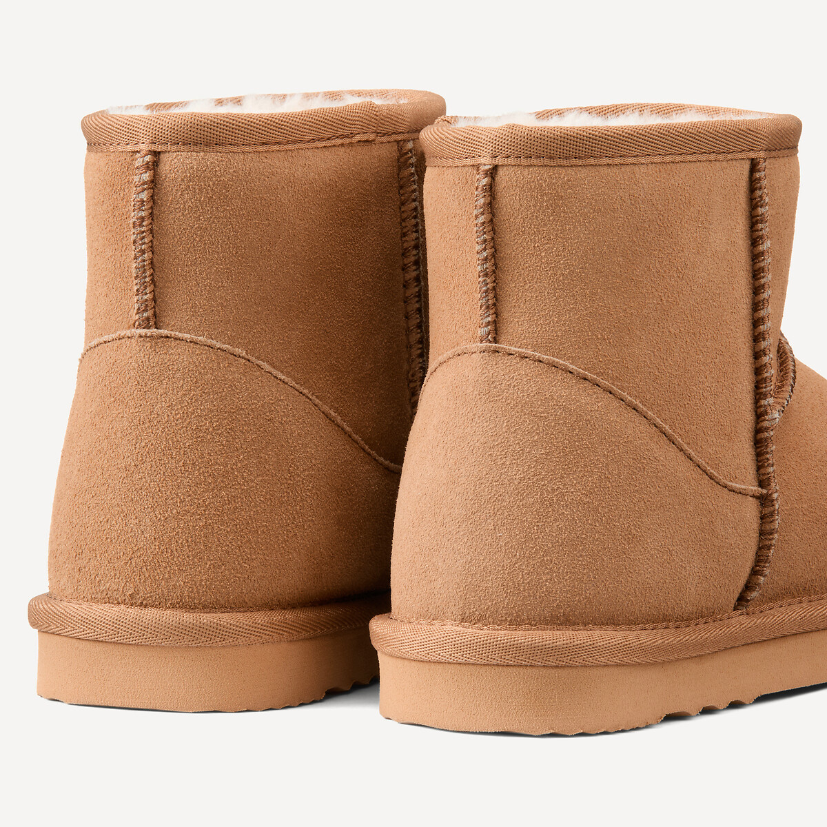 Kids Leather Faux Fur Lined Ankle Boots camel, LA REDOUTE COLLECTIONS