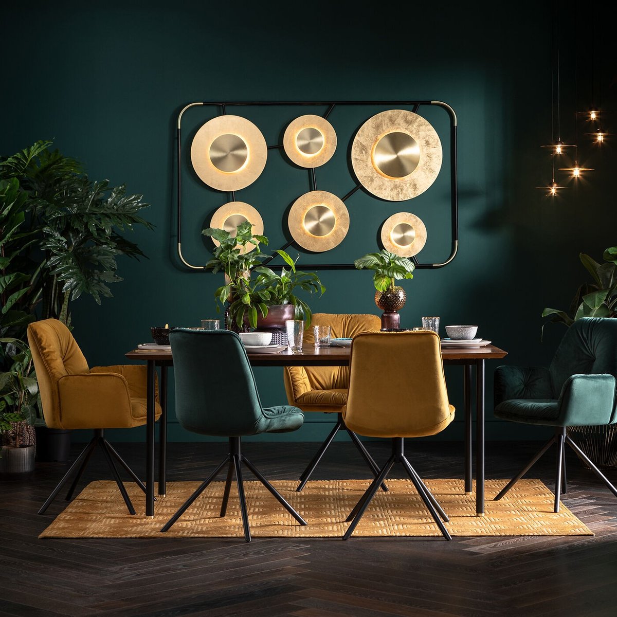 Chaise avec accoudoirs en velours, MILA jaune, KARE DESIGN