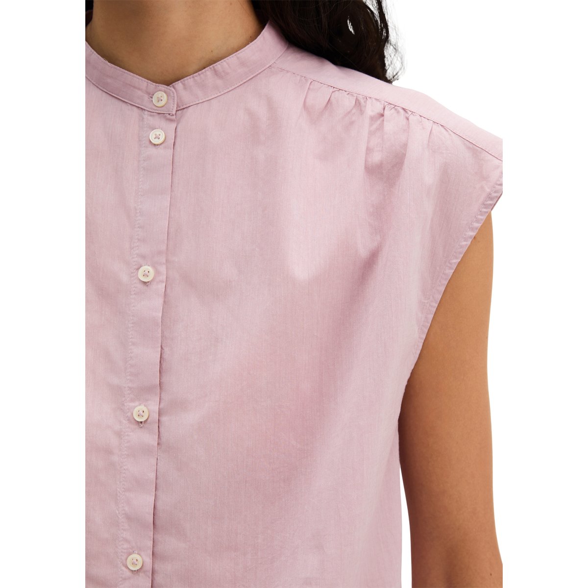 Blouse sans manches relaxed en coton chambray rose, MARC O'POLO