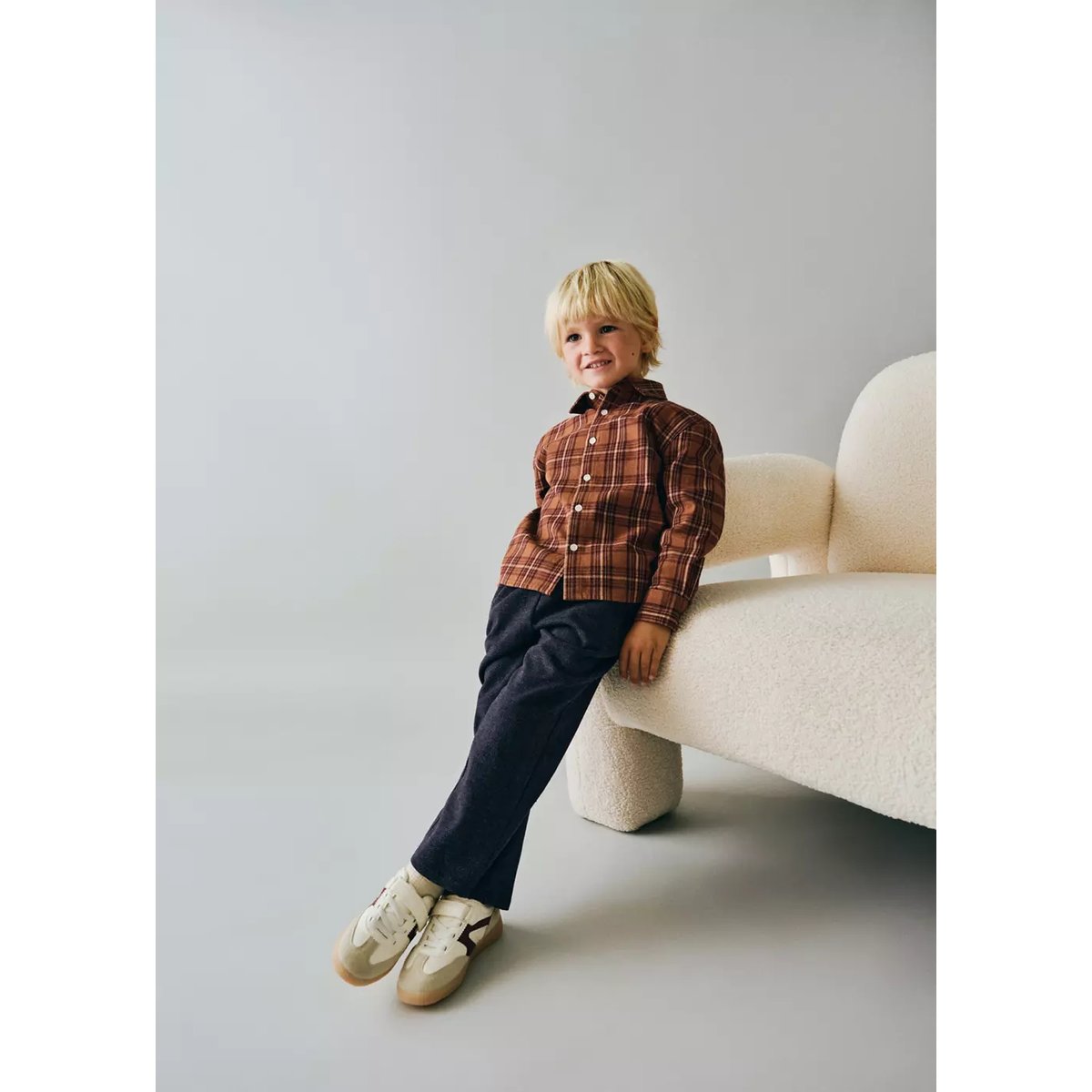 Pantalon droit chevrons bleu marine, MANGO BABY