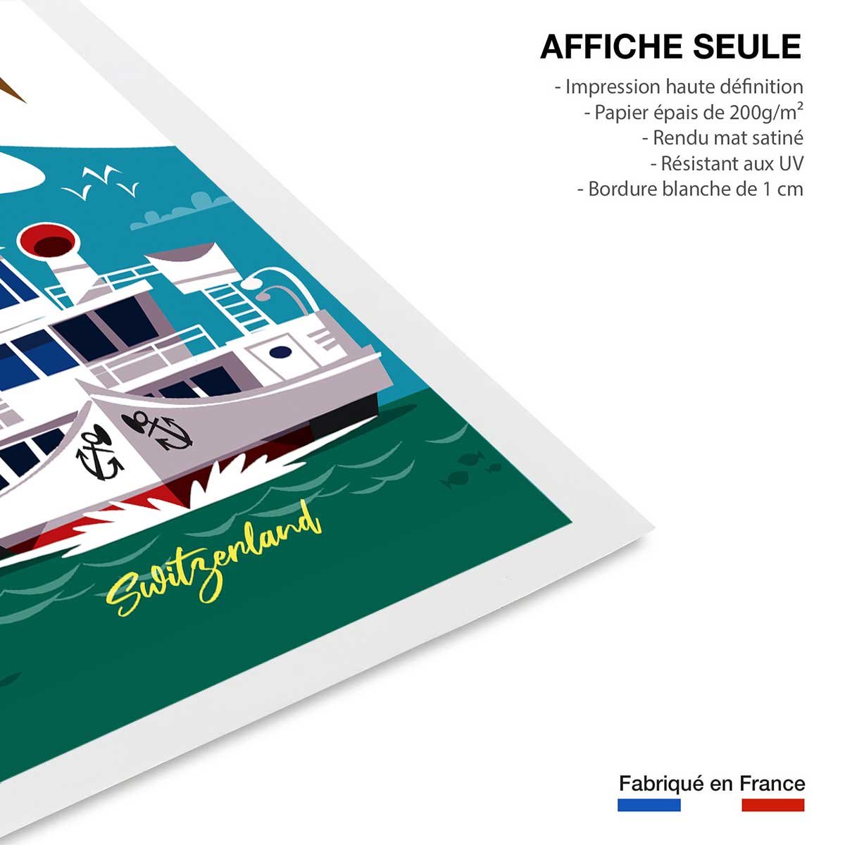 Poster de le lac leman affiche seule, HEXOA