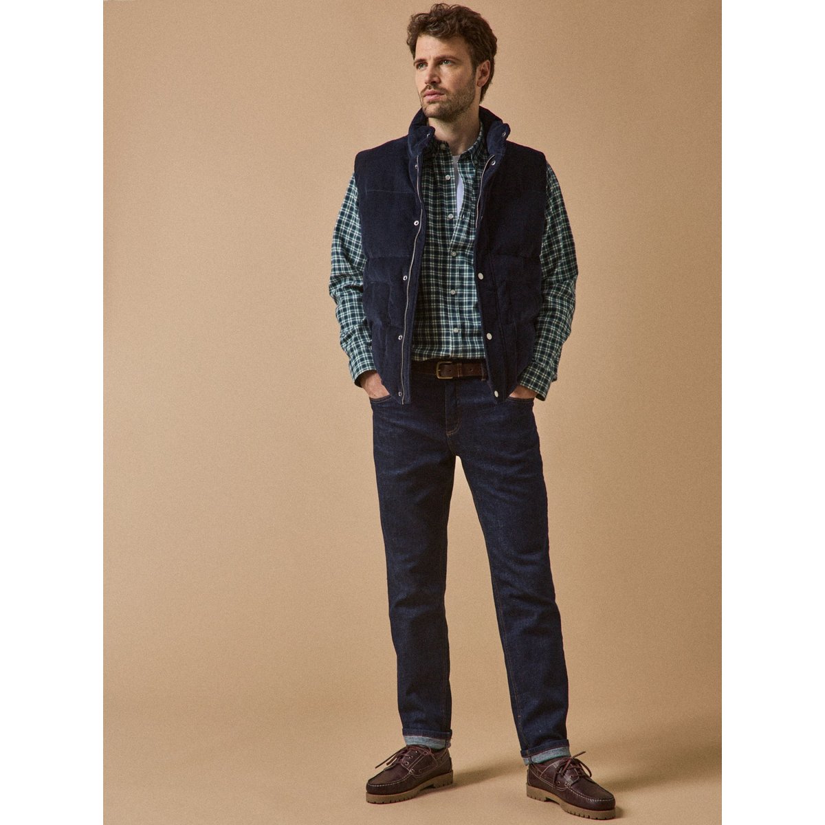 Veste matelassée sans manches velours encre, CYRILLUS
