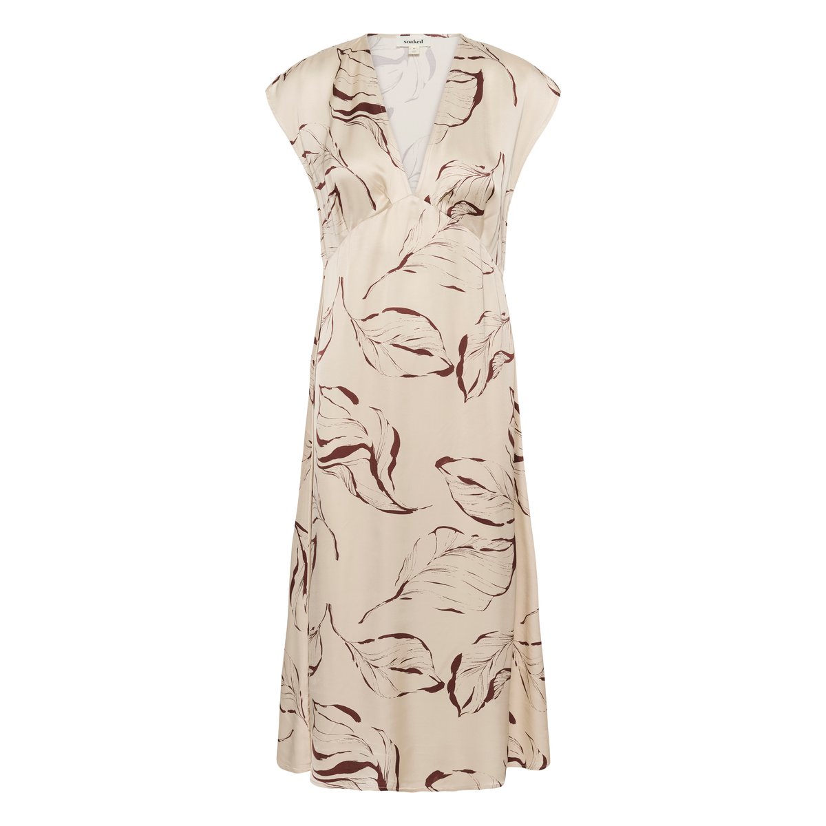 Robe beige oatmeal leave print, SOAKED IN LUXURY
