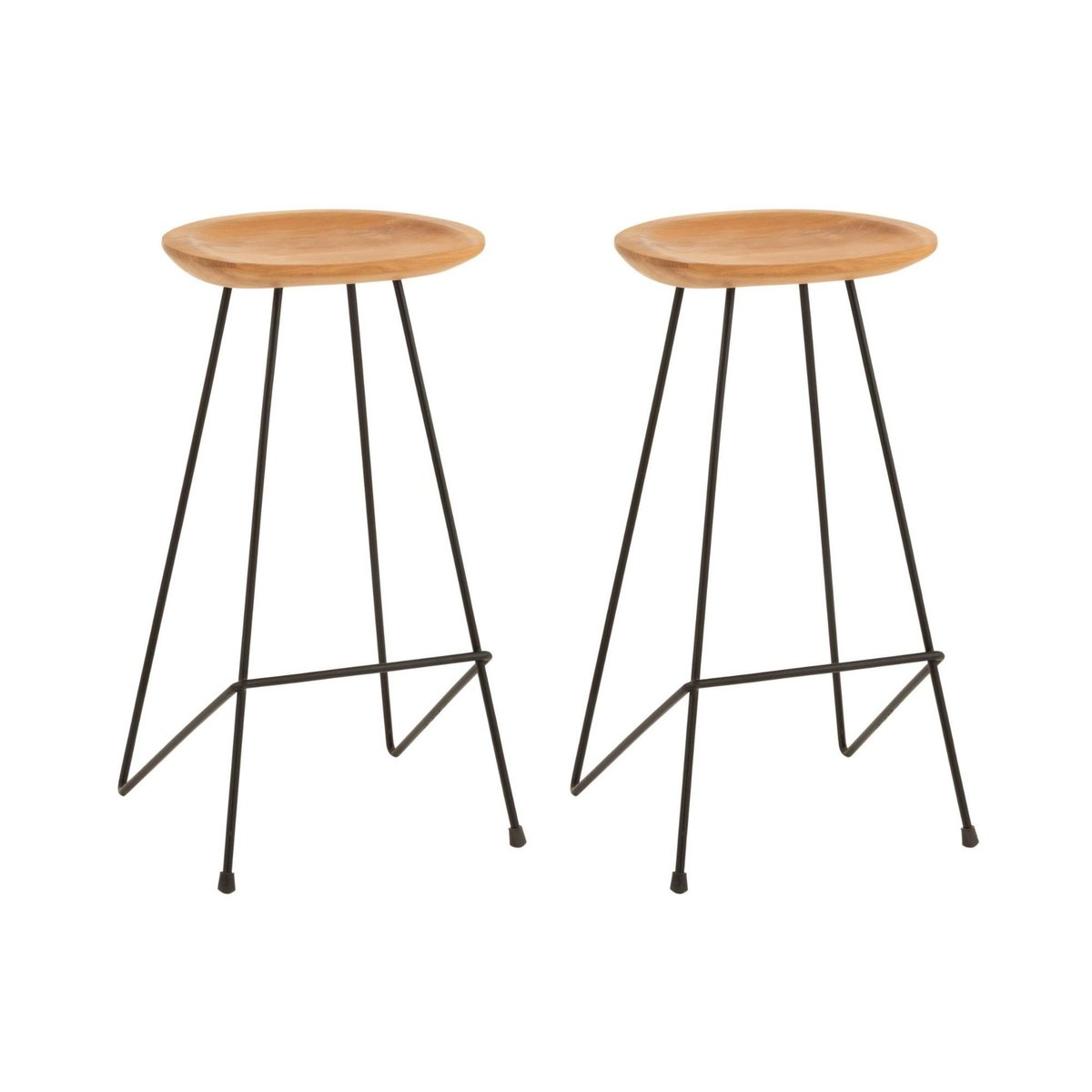 Tabouret de bar en teck et métal (lot de 2) - FELIX bois clair, HELLIN, DEPUIS 1862