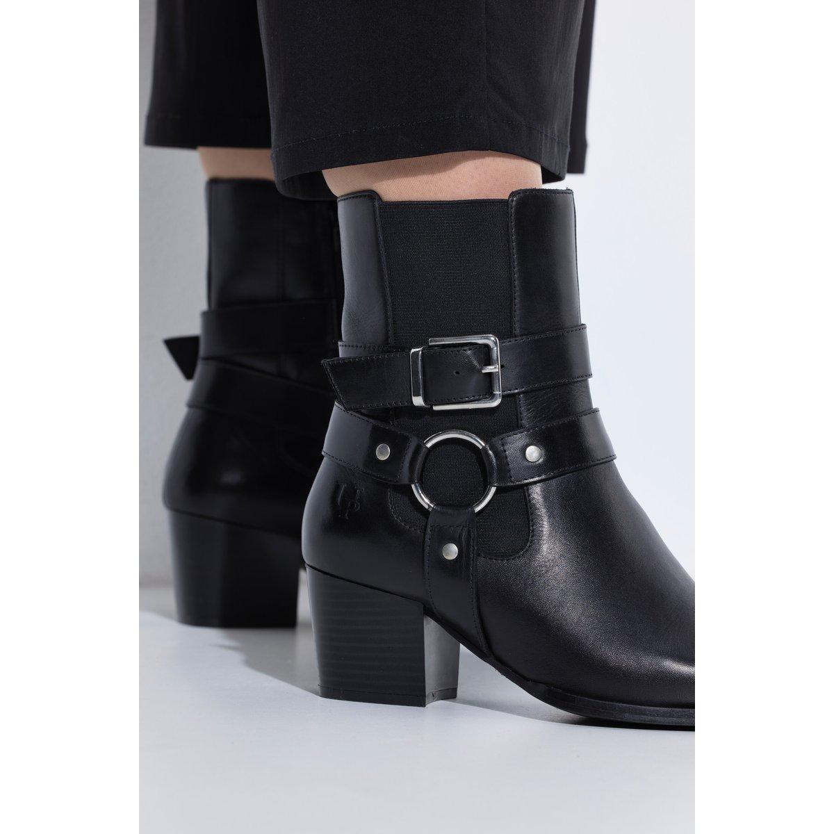 Bottines en cuir nappa , pied large noir, ULLA POPKEN
