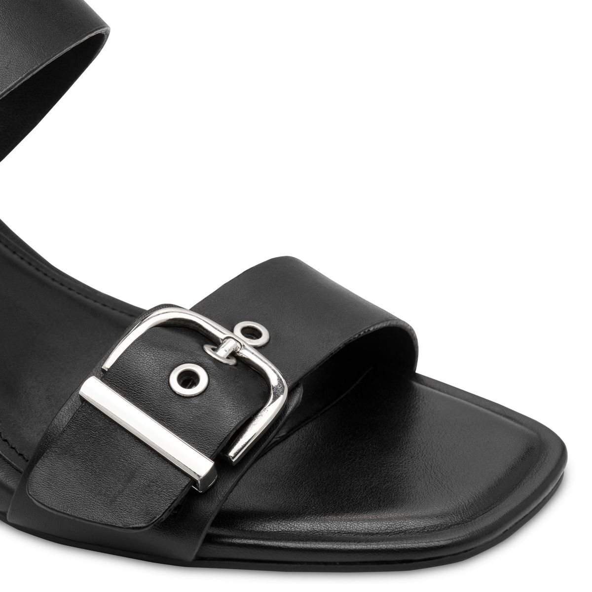 Sandale à talon en cuir noir, TAMARIS