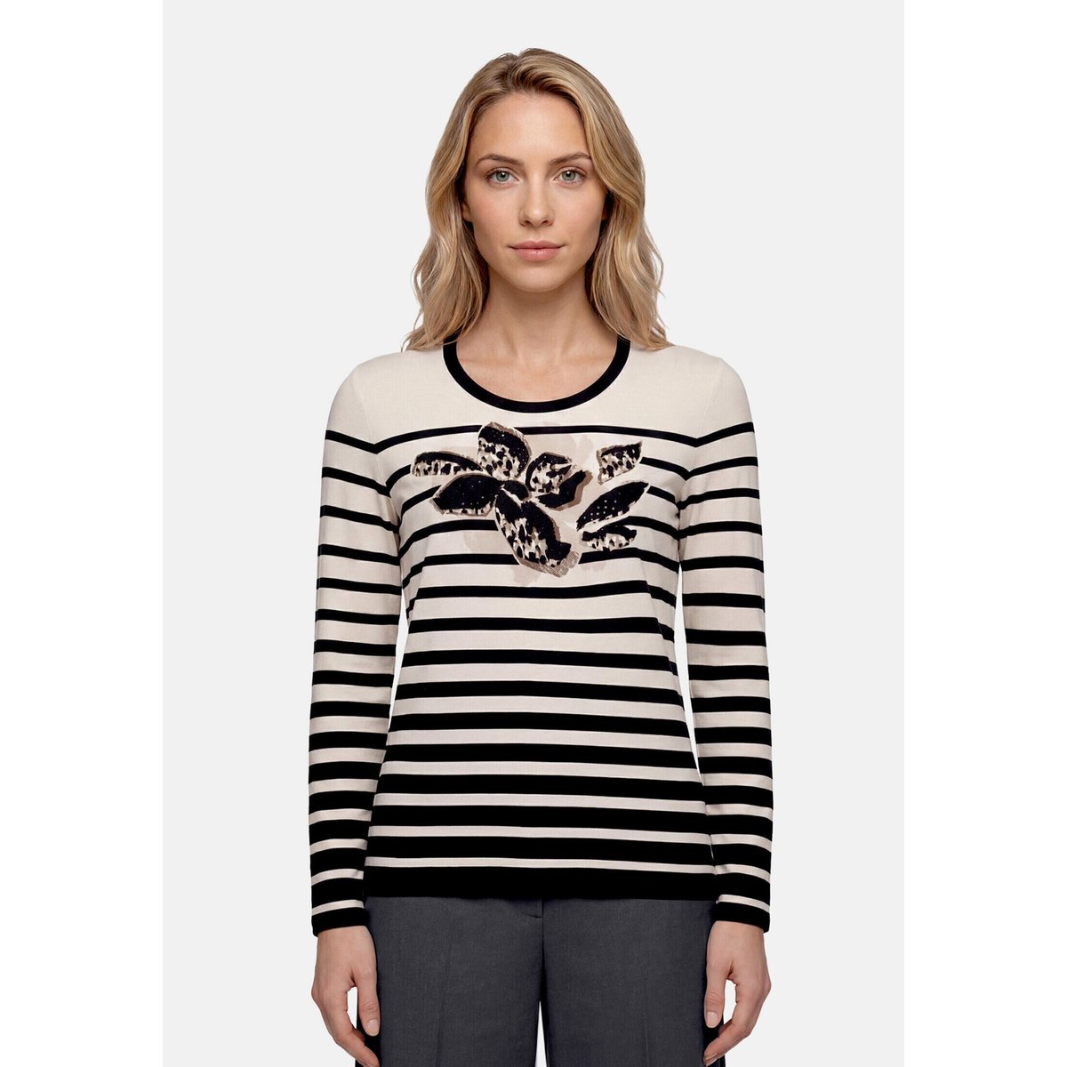 T-shirt basique à imprimé beige/noir, BETTY BARCLAY
