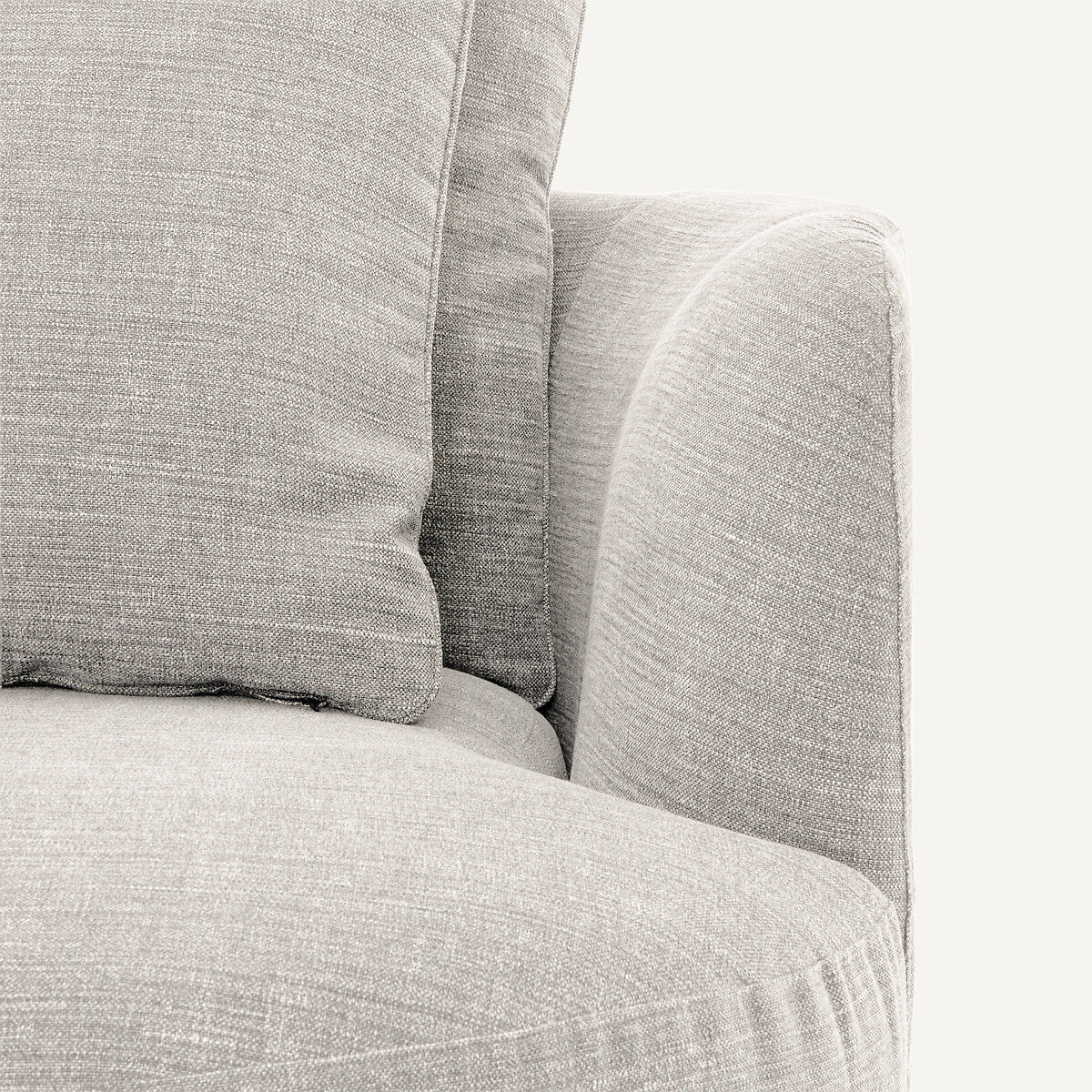 Rechtes, abgerundetes, modulares Halbsofa aus Baumwolle und Leinen, TIBERIO beige, AM.PM