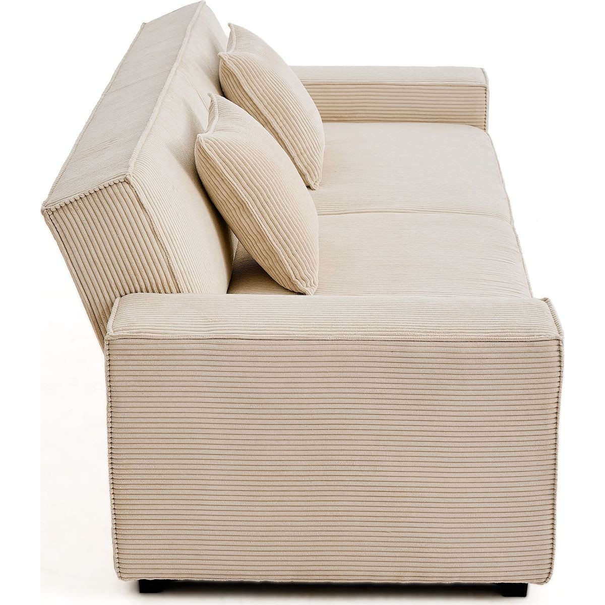 Canapé droit convertible 3 places en velours côtelé - NOMA beige, HOMIFAB