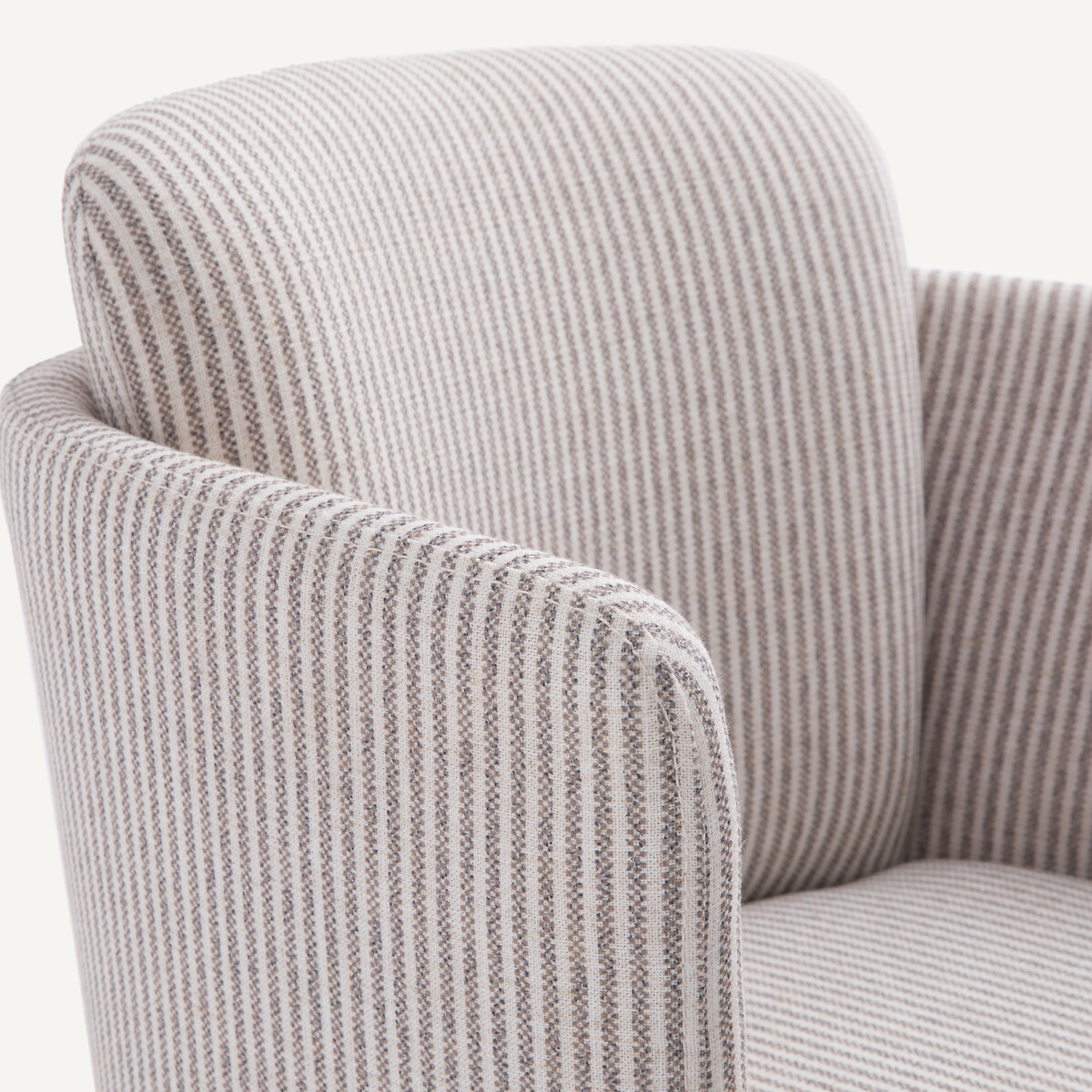 Fauteuil de table pied en chêne et tissu Jabote rayé gris blanc, AM.PM