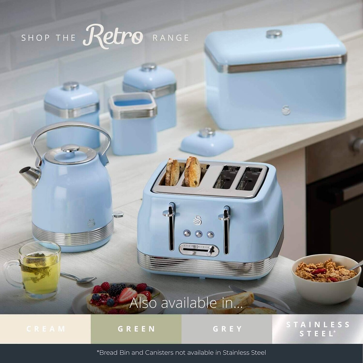 RetroRevive 4-Slice Toaster silver-coloured, SWAN