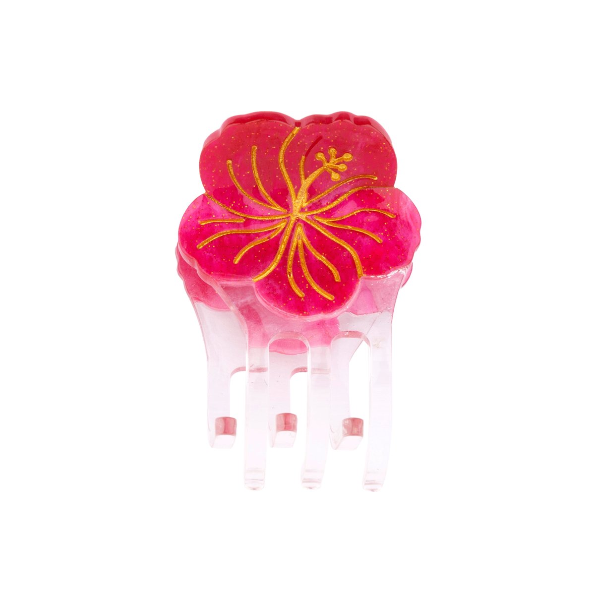 Mini pince à cheveux HIBISCUS rose à pailettes, COUCOU SUZETTE