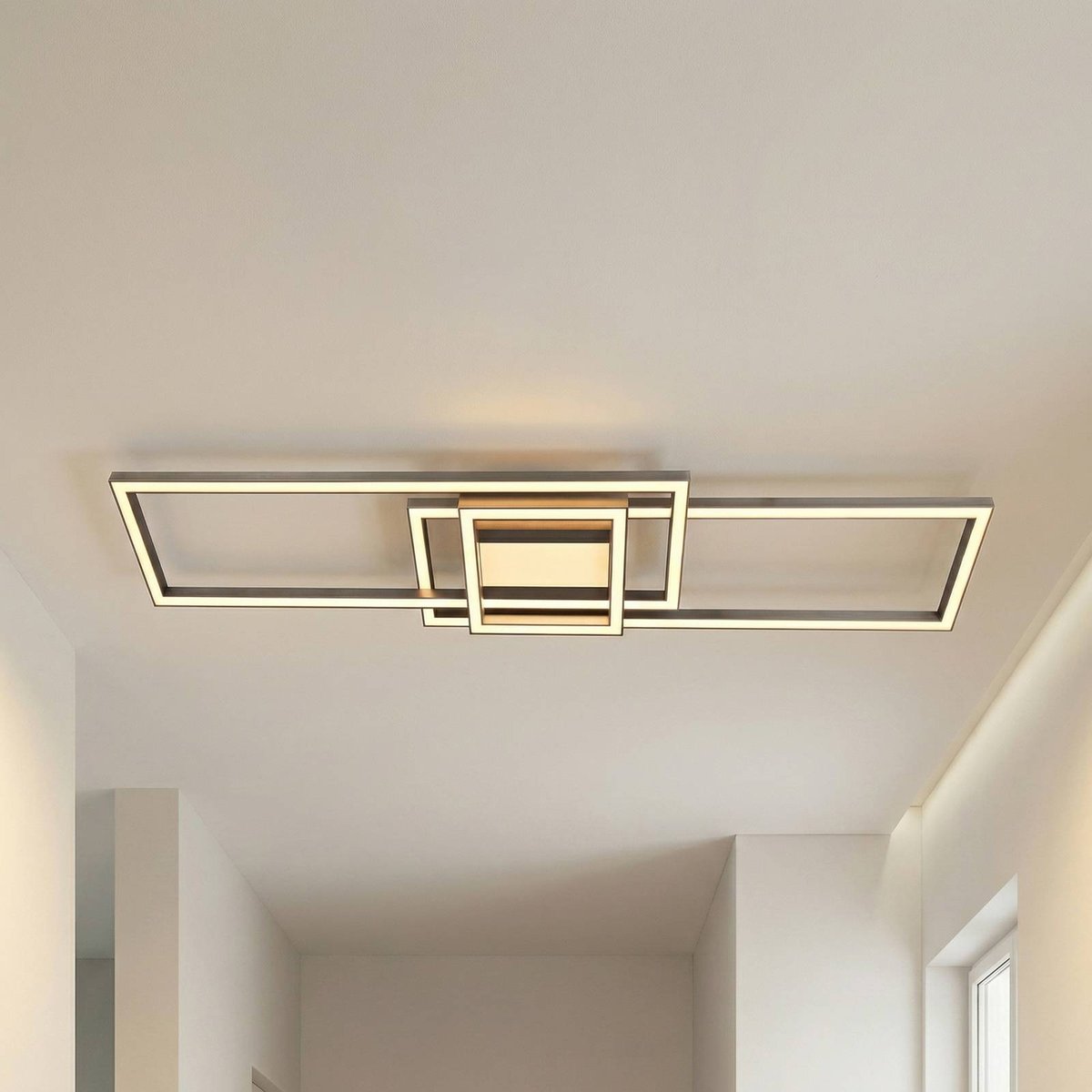 Plafonnier en aluminium moderneLED, Mairin nickel mat, LINDBY