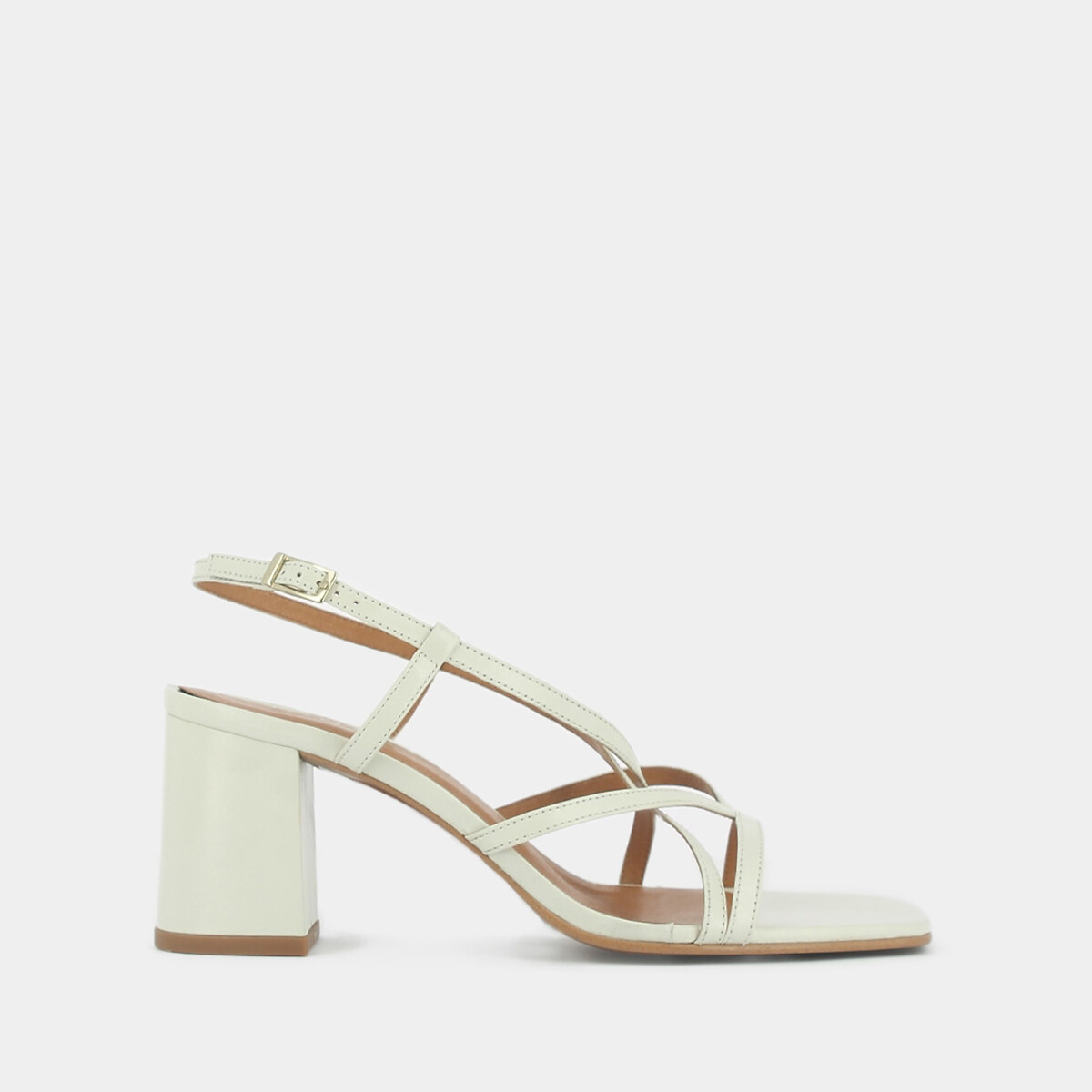 Sandales en cuir vernis Verlaine ecru, JONAK