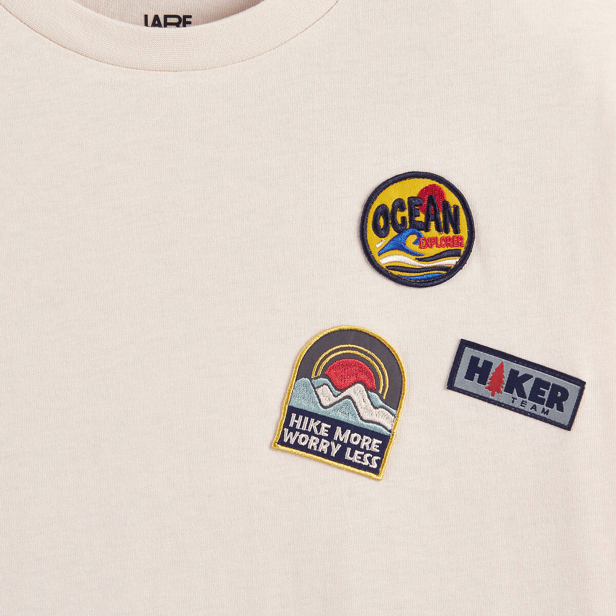 T-shirt manches longues avec patchs ecru, LA REDOUTE COLLECTIONS