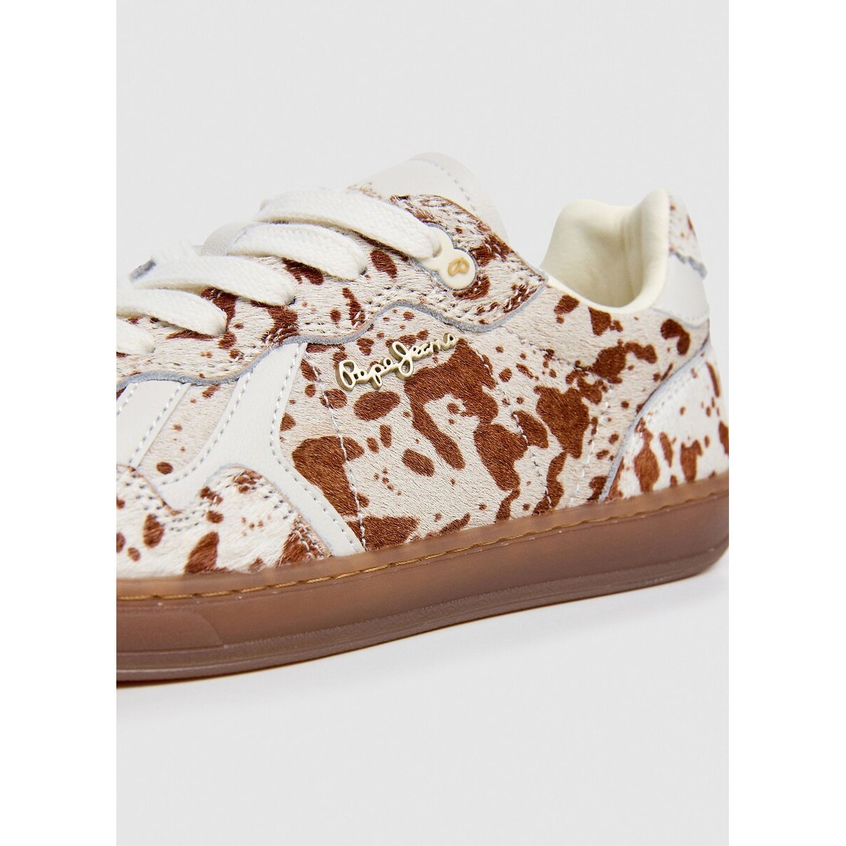 Ball Animal Cow Print Trainers beige print, PEPE JEANS