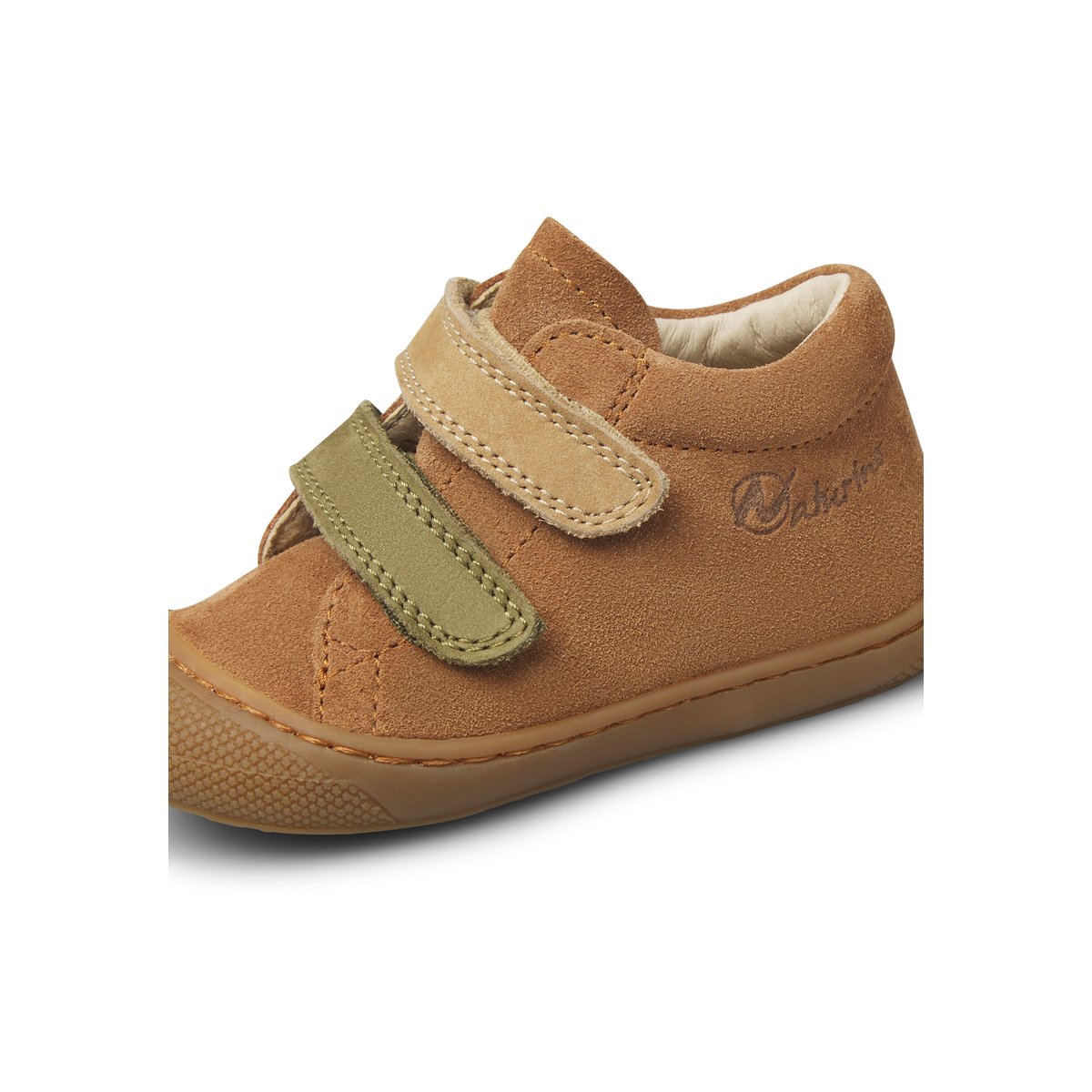 Chaussures premiers pas en cuir CORKEL VL marron-kaki, NATURINO