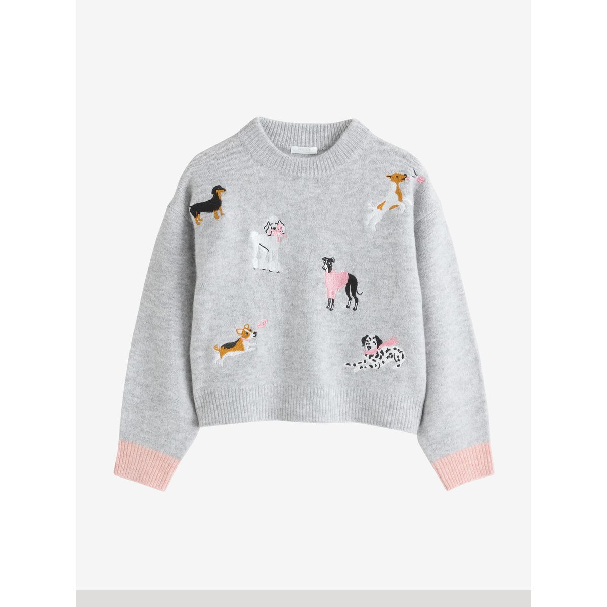 Pull en tricot broderie chien gris, NEXT