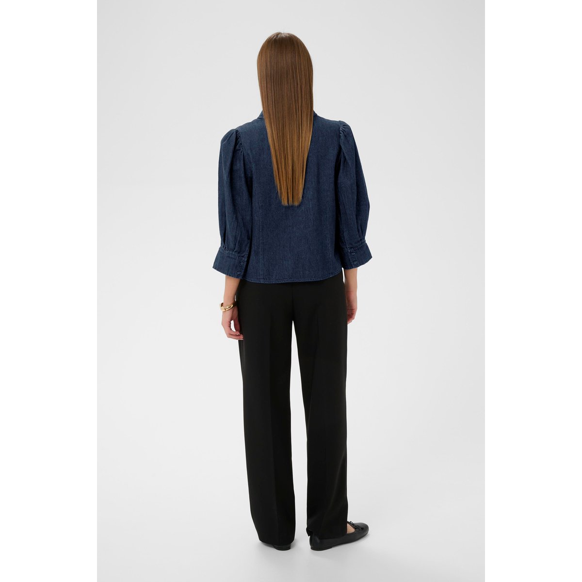 Chemise à manches longues bleu dark blue denim, SOAKED IN LUXURY