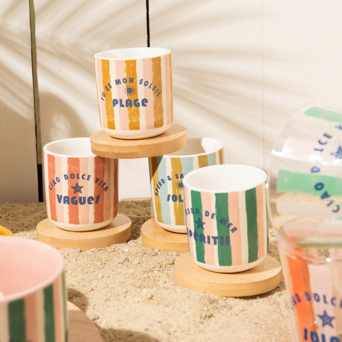 Coffret de 4 tasses et sous-tasses Beach Club 10 cl - BEACH CLUB multicolore, TABLE PASSION