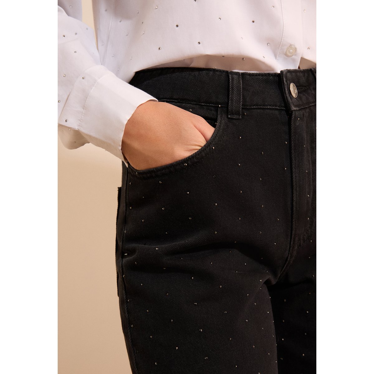 Jean avec strass JOY BROD jean denim, ETAM