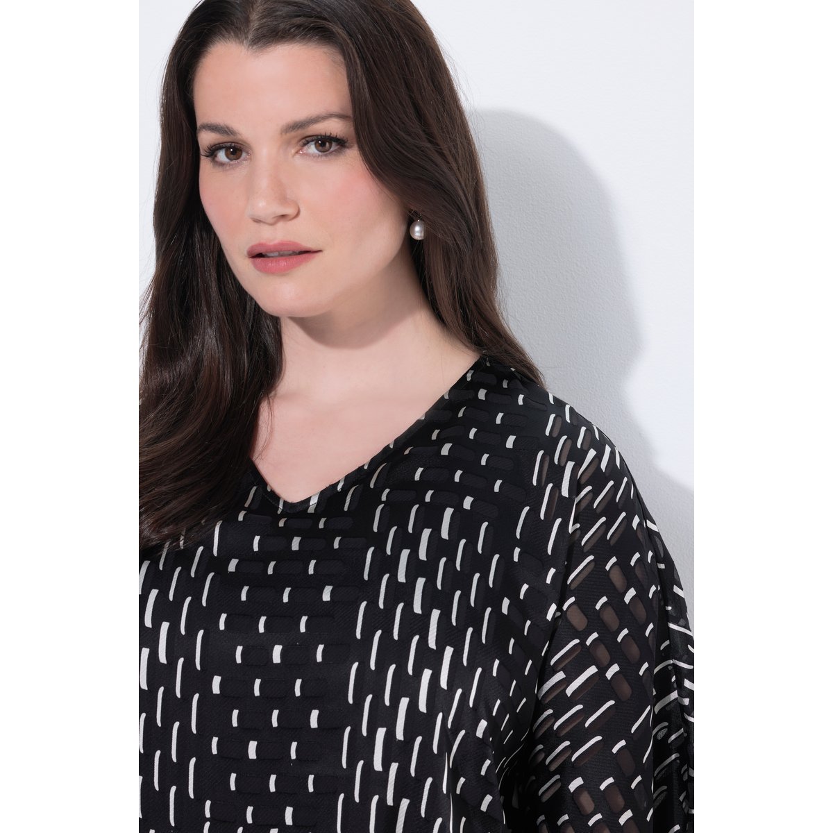 Blouse doublée en mesh, coupe oversize noir, ULLA POPKEN