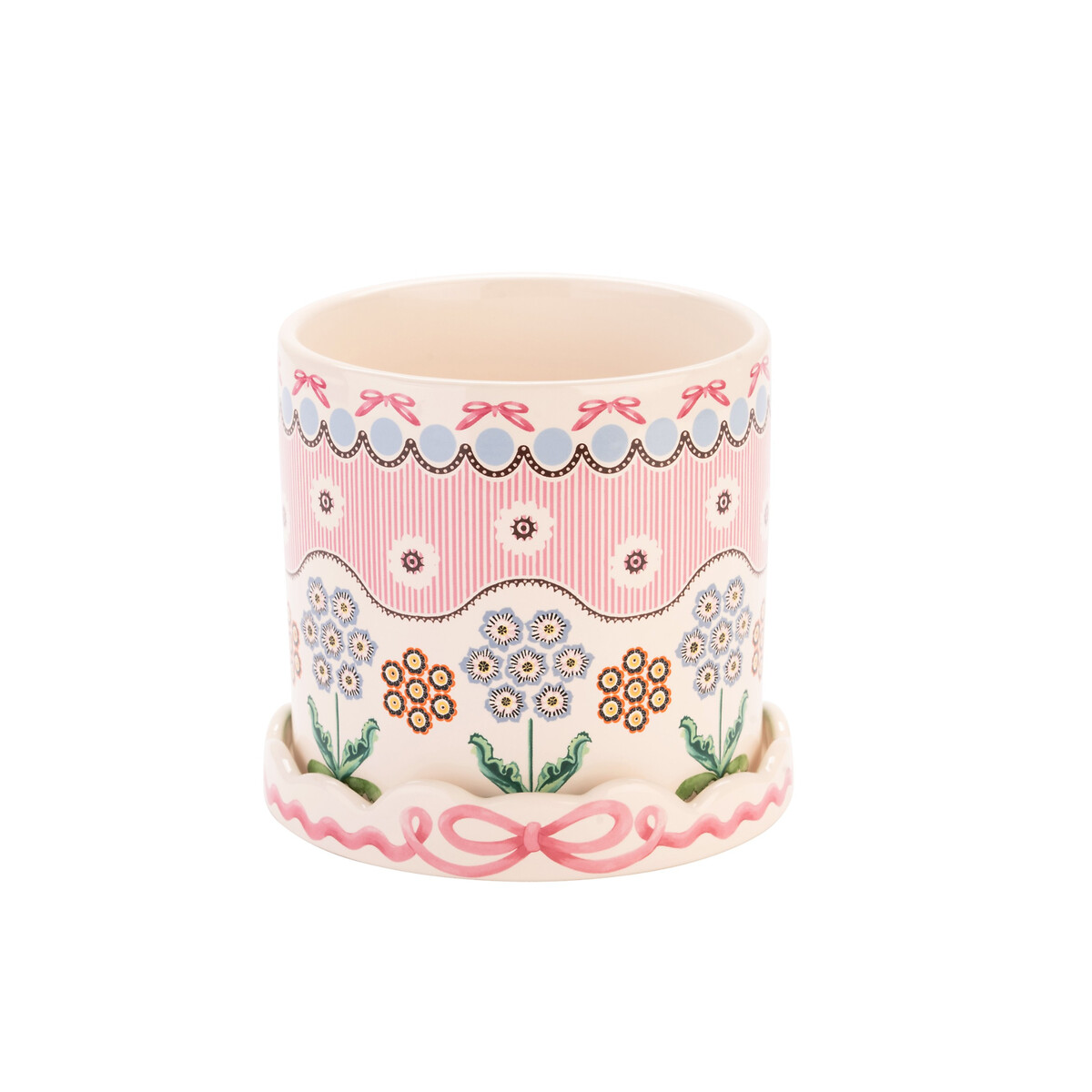 Spitalfields Silk Plantpot with Tray pink, CATH KIDSTON