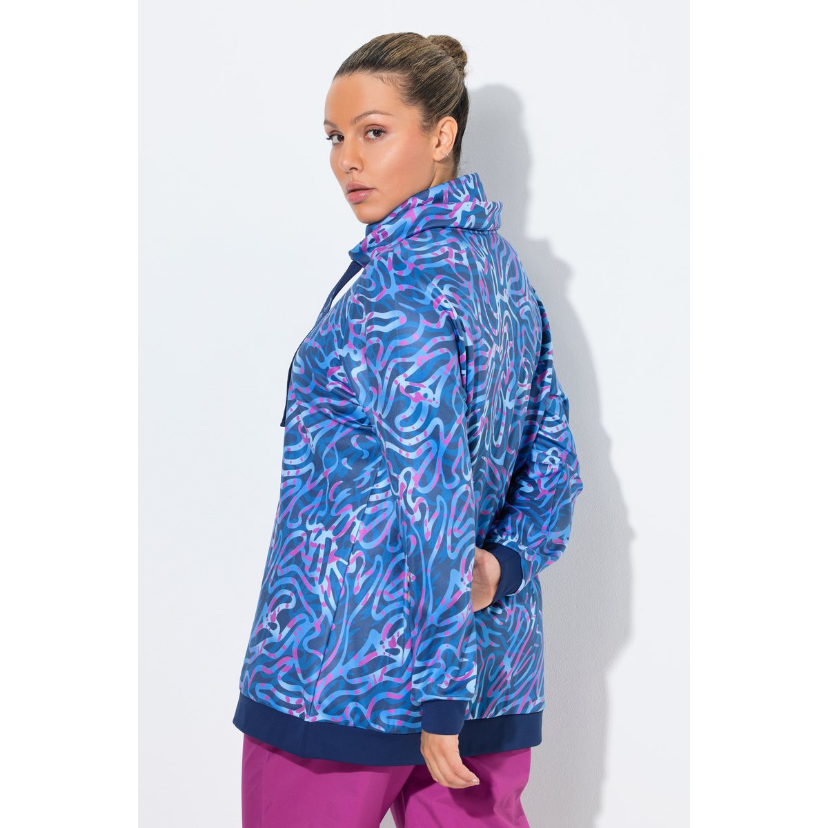 Sweat-shirt manches longues et col montant bleu foncé, ULLA POPKEN