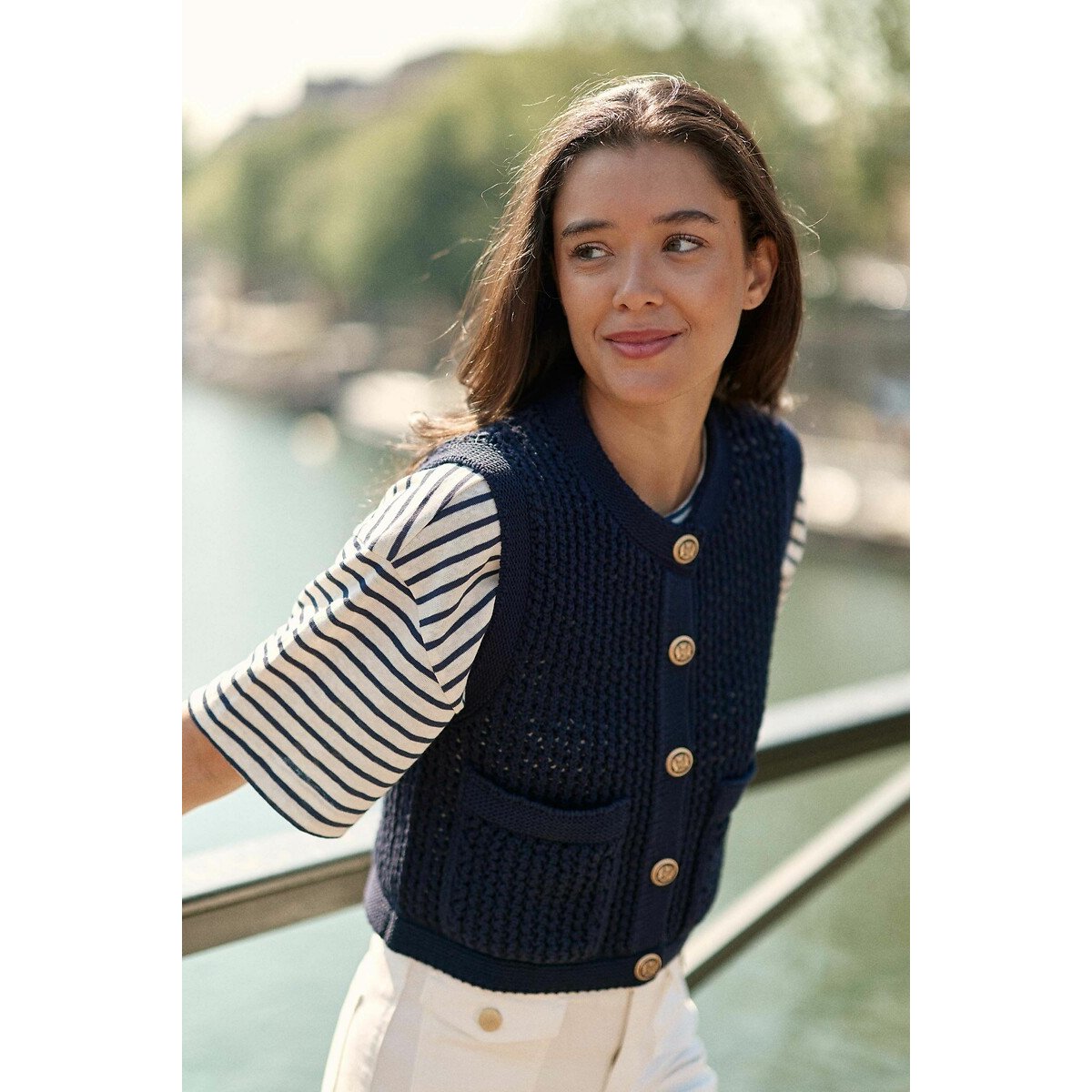 Milana Sleeveless Cardigan navy, LA PETITE ETOILE