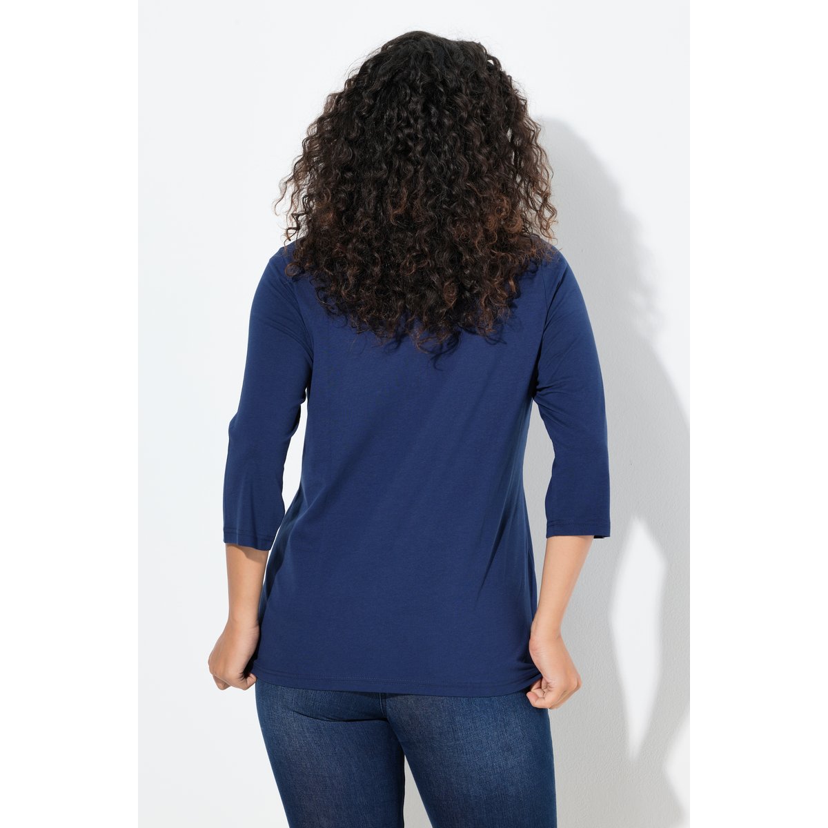 T-shirt message SMILE bleu encre, ULLA POPKEN