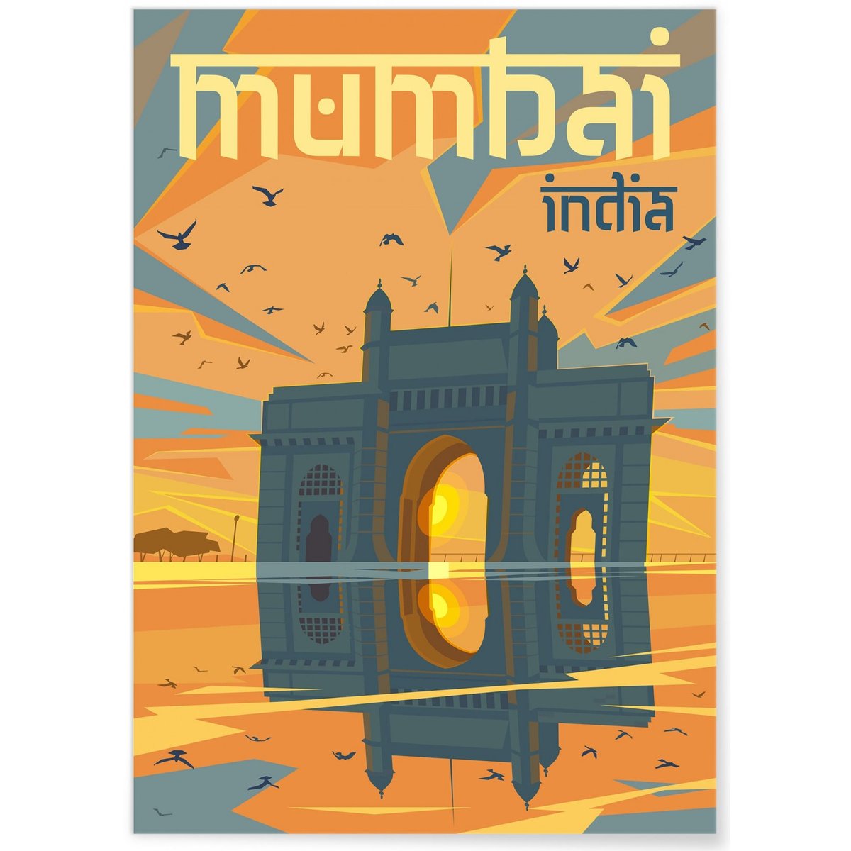 Affiche ville Mumbai blanc, L'AFFICHERIE