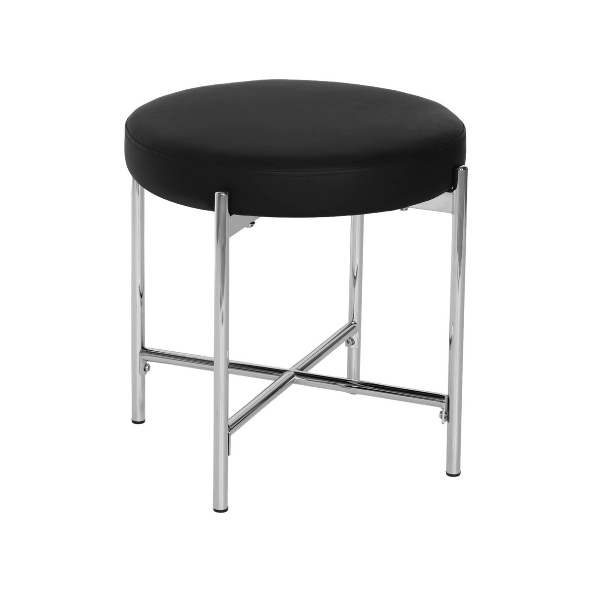 Tabouret vintage acier chromé et simili cuir (lot de 2) LOLA noir, SWEEEK