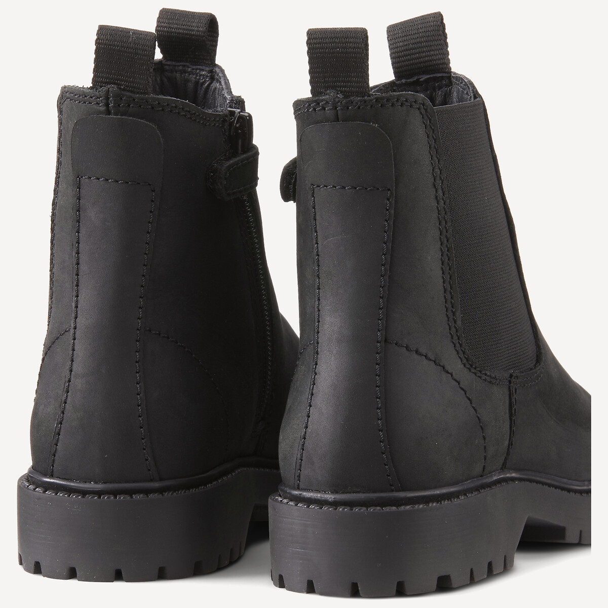 Bottines chelsea en cuir noir, LA REDOUTE COLLECTIONS