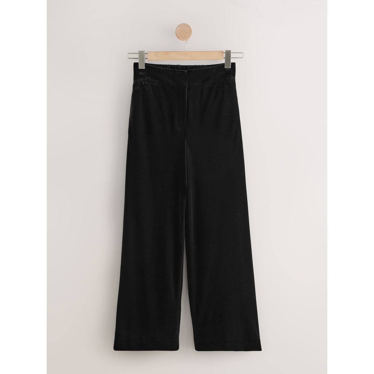 Pantalon large en velours avec dos élastique noir, NEXT