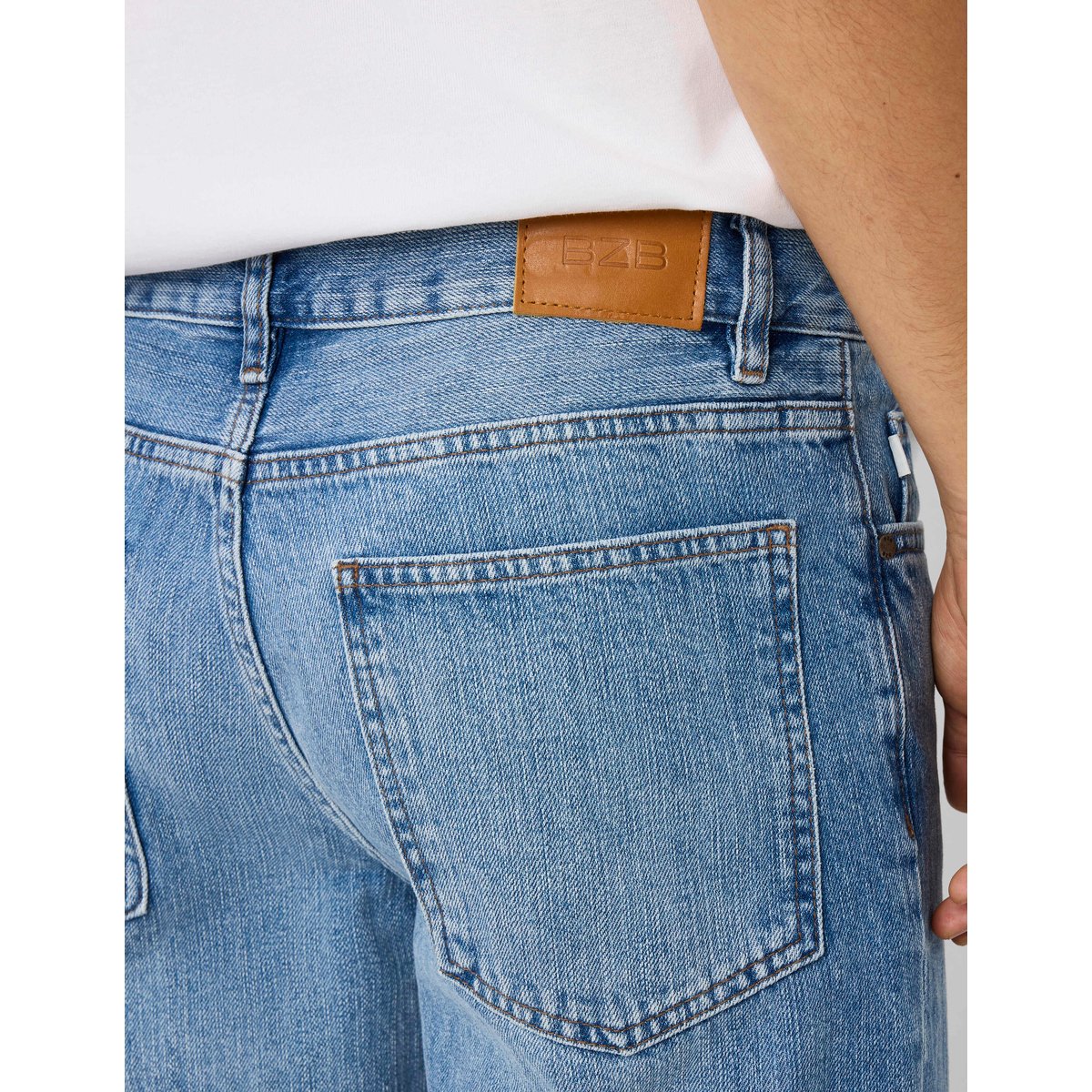 Jean straight 5 poches bleu moyen, BZB