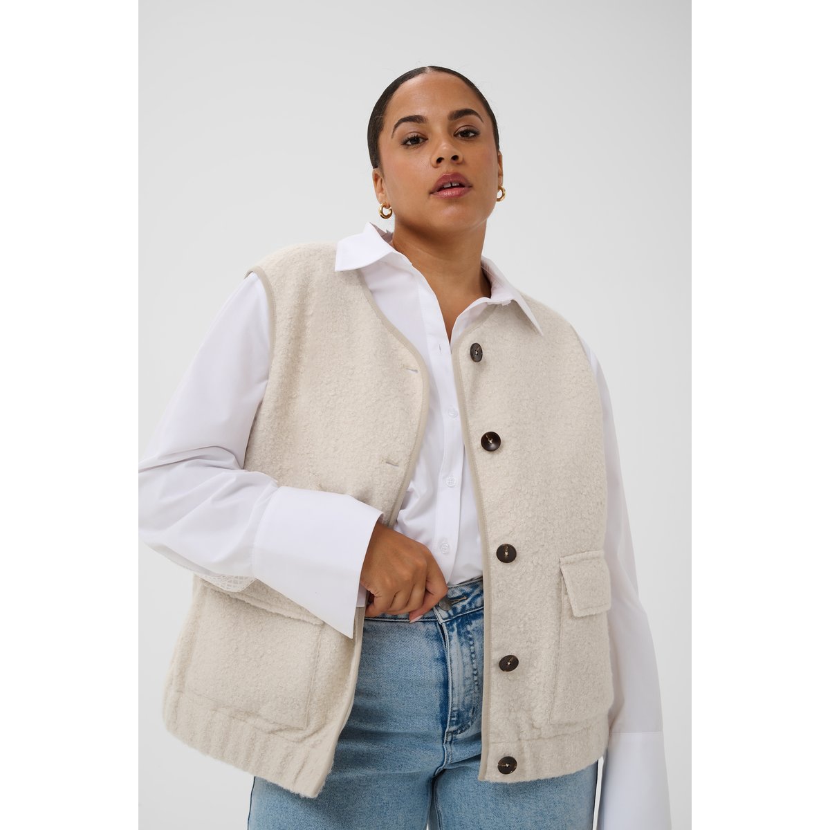 Manteau blanc whisper white melange, KAFFE CURVE