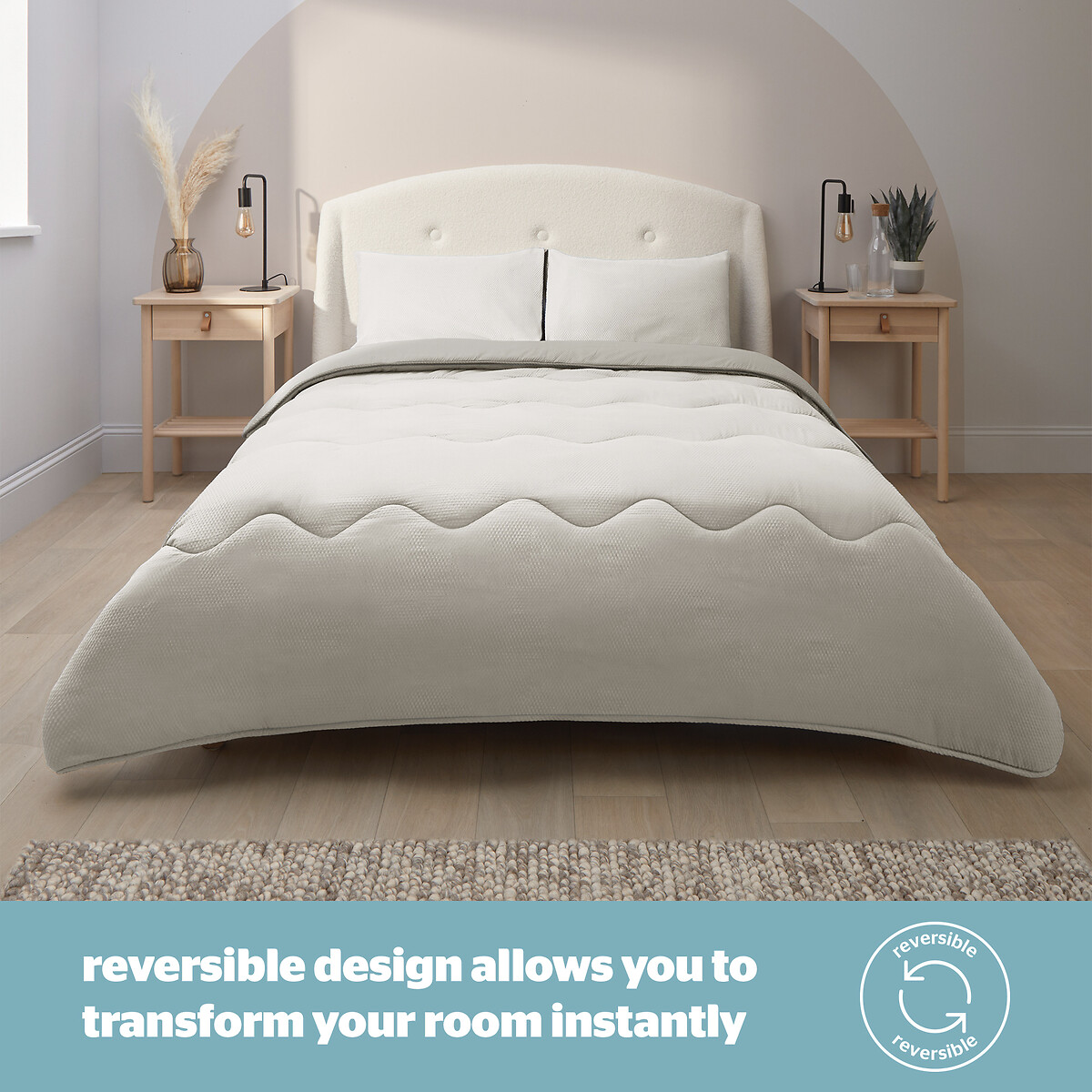 Summer Breeze Seersucker Coverless 2.5 Tog Duvet and Pillowcase Set cream, SILENTNIGHT
