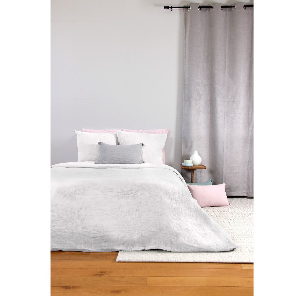 Rideau d'ameublement en gaze de coton gris clair, COTE DECO