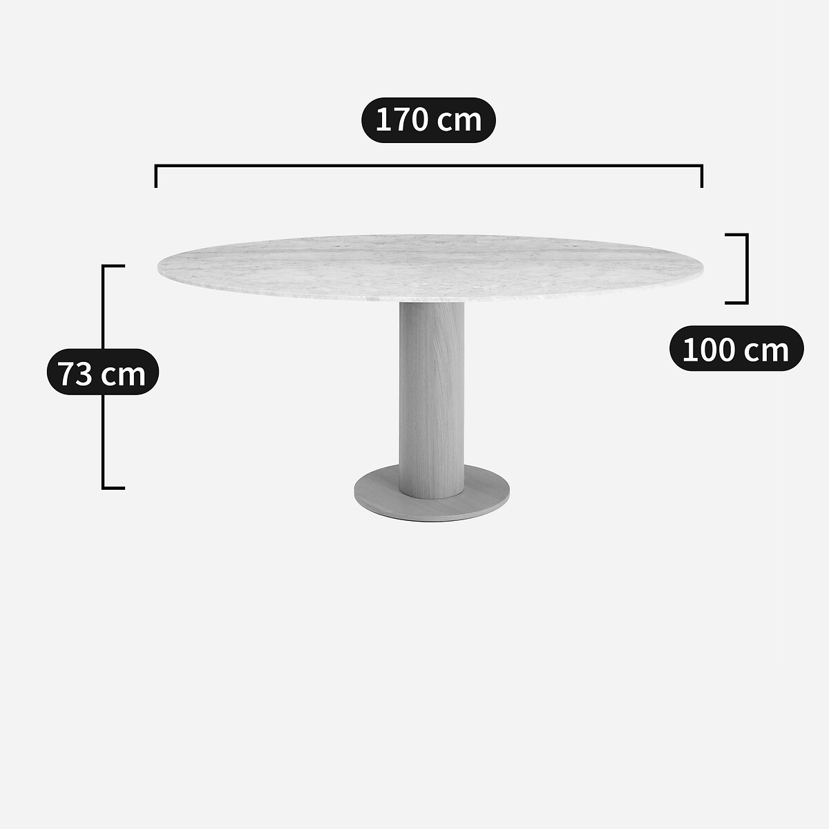 Tablero de mesa de mármol elíptico L170 cm, Elipso mármol blanco, AM.PM