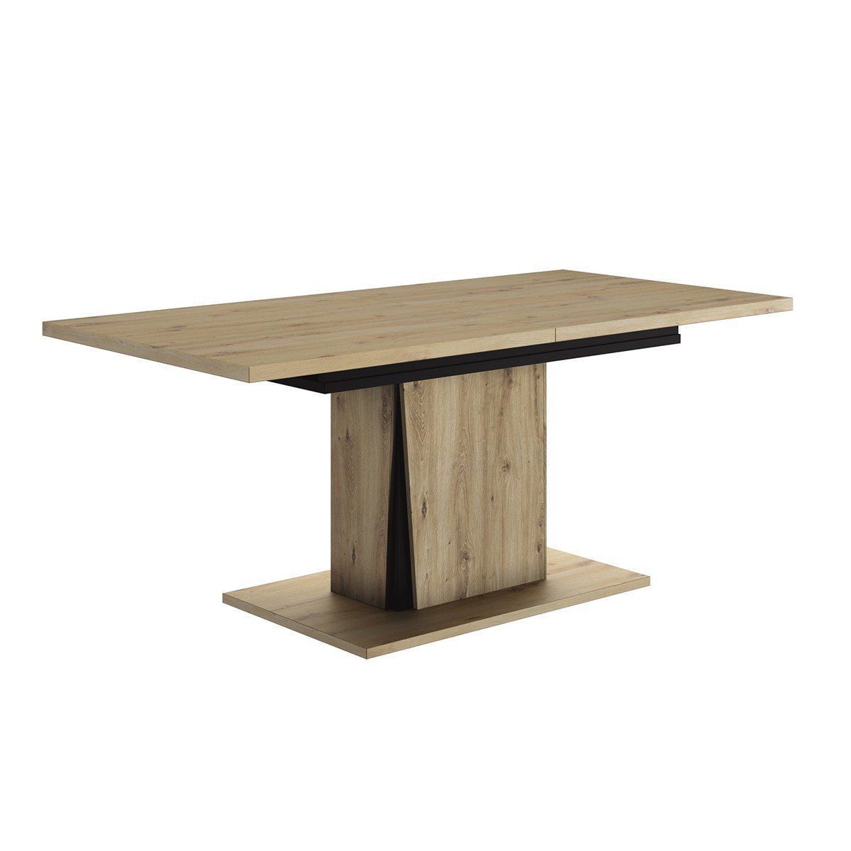 Ensemble vaisselier 2 portes avec éclairage avec table à manger extensible et table basse 1 tiroir Crack - Fabrication Française bois clair, CALICOSY
