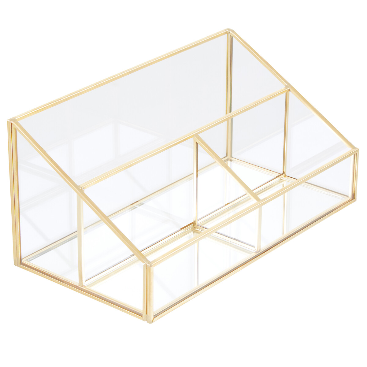 3 Compartment Cosmetics Organiser gold-coloured, SO'HOME