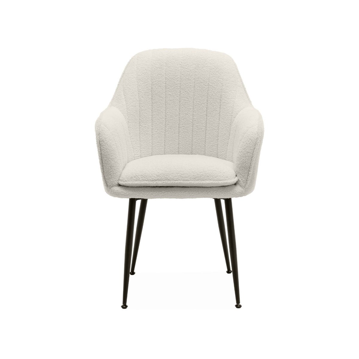 Fauteuil bouclette et pieds métal (lot de 4) SHELLA bouclette blanche, SWEEEK