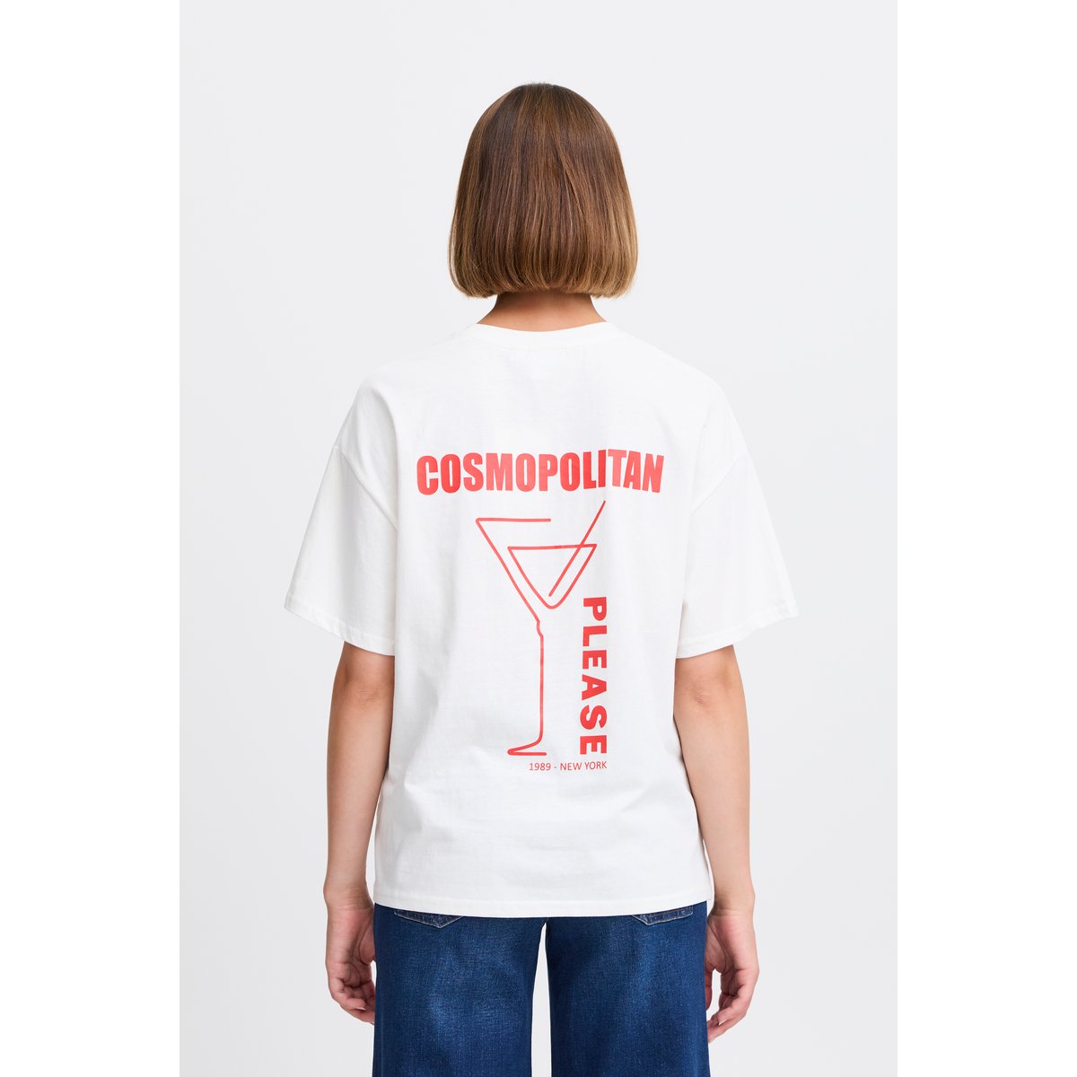 T-Shirt blanc cloud dancer w/racing red, ICHI