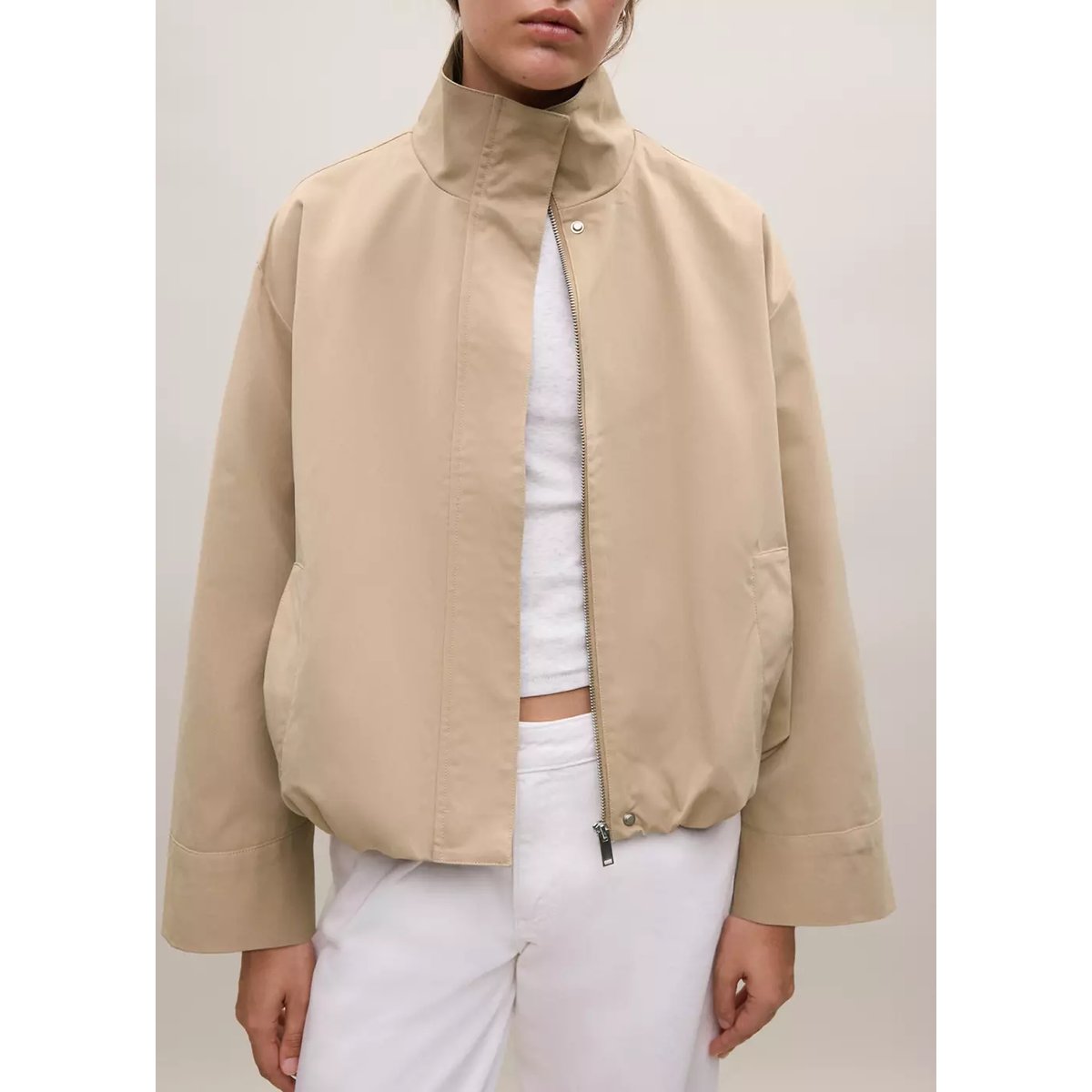 Trench style bomber beige, MANGO TEEN