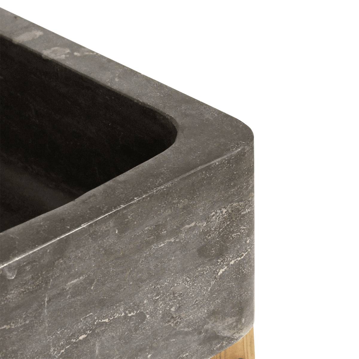Meuble bas de cuisine en bois recyclé et pierre bleue CHAMPÊTRE bois clair, MADE IN MEUBLES