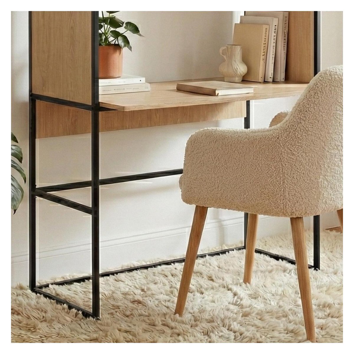 Portant vêtements et bureau bois métal gris OSLO gris anthracite, MOB IN